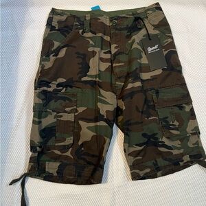 BRANDIT INDIVIDUAL WEAR Men's Vintage Woodland Camo Cargo Shorts Medium New